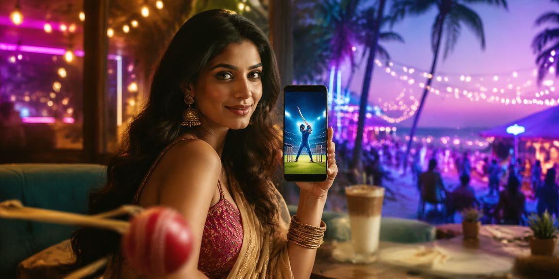 Player enjoying slots on mobile device at beach in Goa