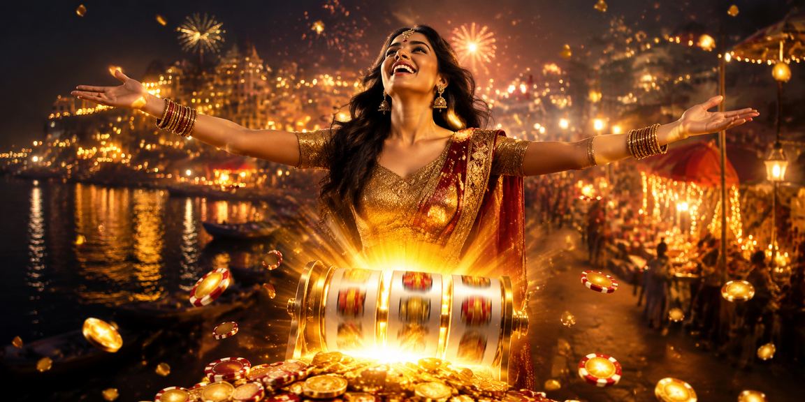 Colorful night market and slot gaming in Varanasi reflecting vibrant entertainment